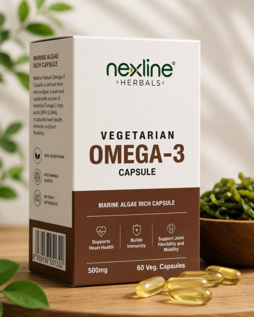 Nexline Herbals Vegetarian Omega-3 Capsules – 500mg | 60 Veg Capsules